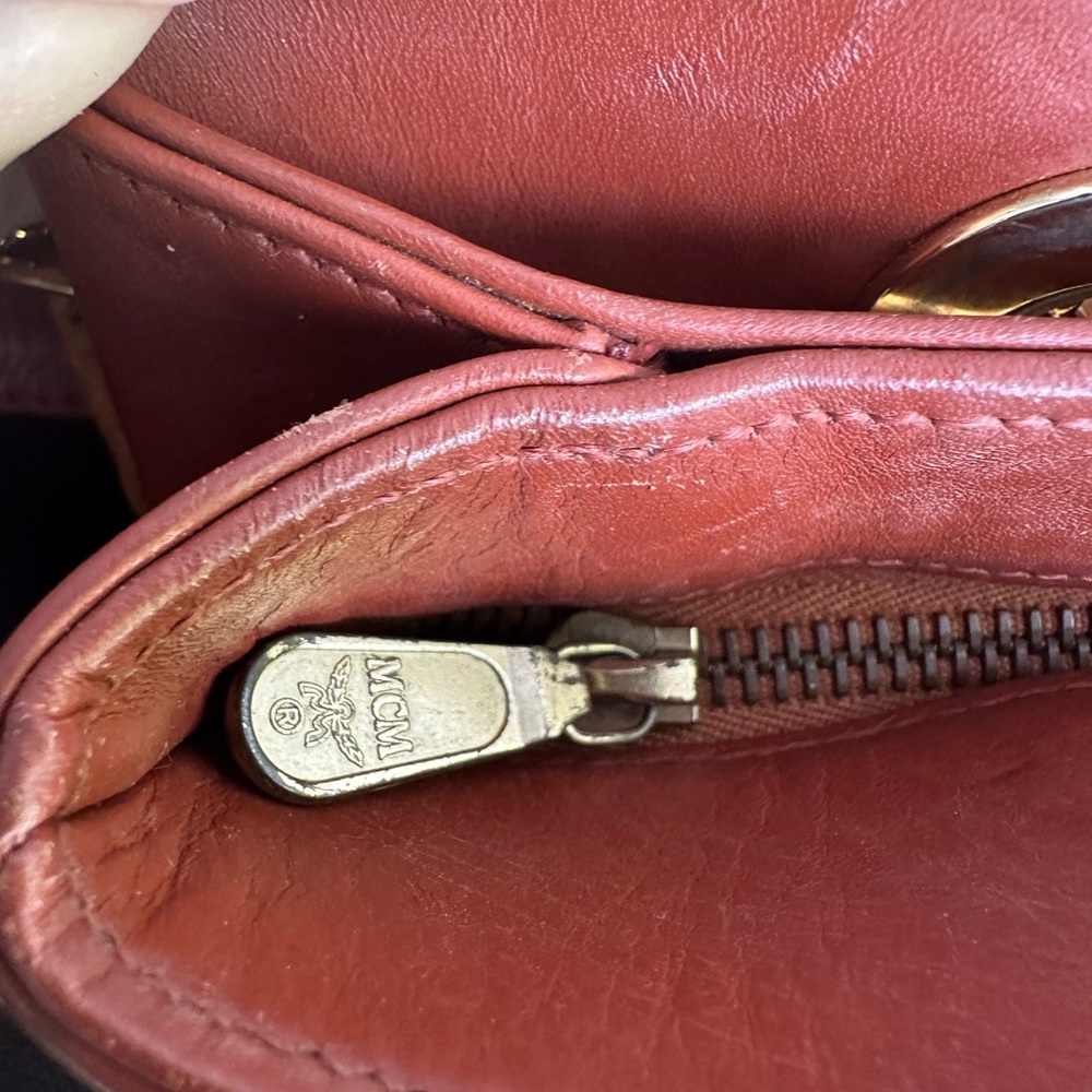 MCM Vicetos Cognac Chain Shoulder Tote Bag - Picture 15 of 16